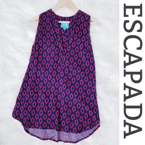 escapada Tops - Escapada Blue & Red Tunic Tank Top